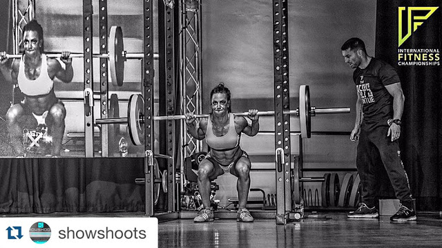 Dr Fionnula McHale weights IFC Fitness champion power lift