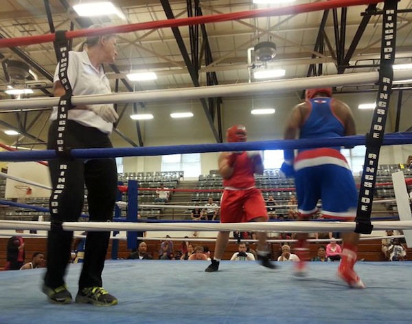 Officiating an amateur boxing match