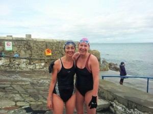 Winter swimming in Dublin with gloves and bootees