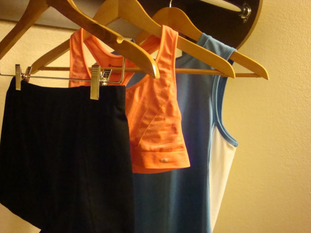 Sweaty running clothes hanging up to dry