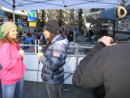 Interviewing Julia Mancuso after her two silver medals
