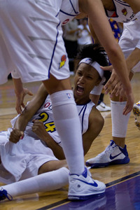 DeWanna Bonner celebrates after securing the game-winning rebound. (Photo by Ryan Malone)